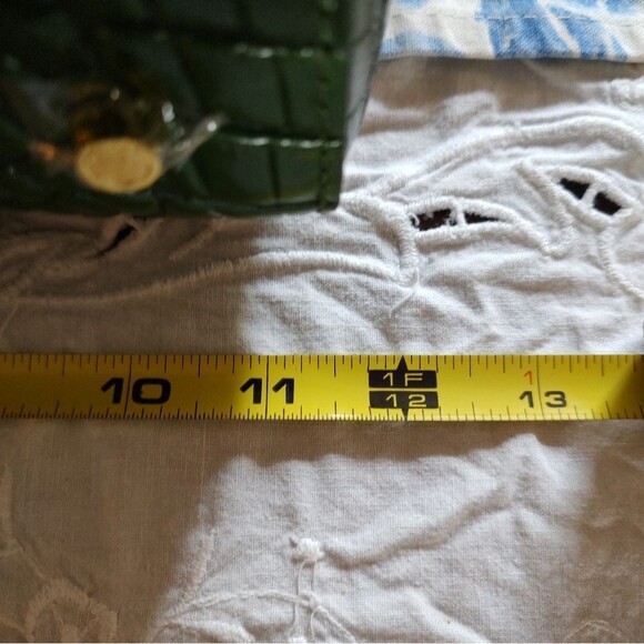 Green Croc Embossed Leather Satchel Shoulder Statement Bag. Quiet Luxury. - Picture 7 of 11